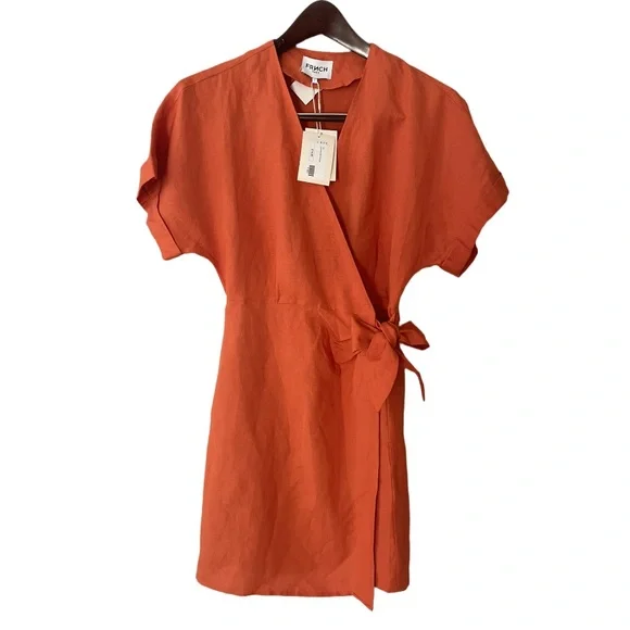 NWT NORDSTROM FRNCH Paris Wrap Woven Dress Linen Blend.  Business Casual - Picture 2 of 8